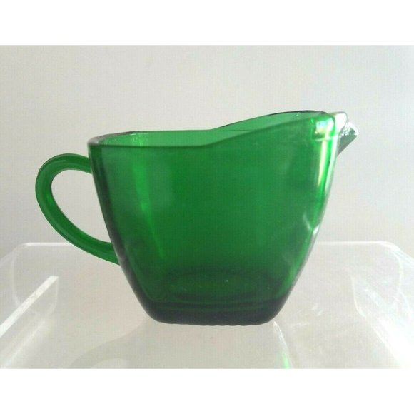 Vintage 1950's Anchor Hocking Forest Green Charm Square Creamer & Sugar Bowl Set - Picture 2 of 8